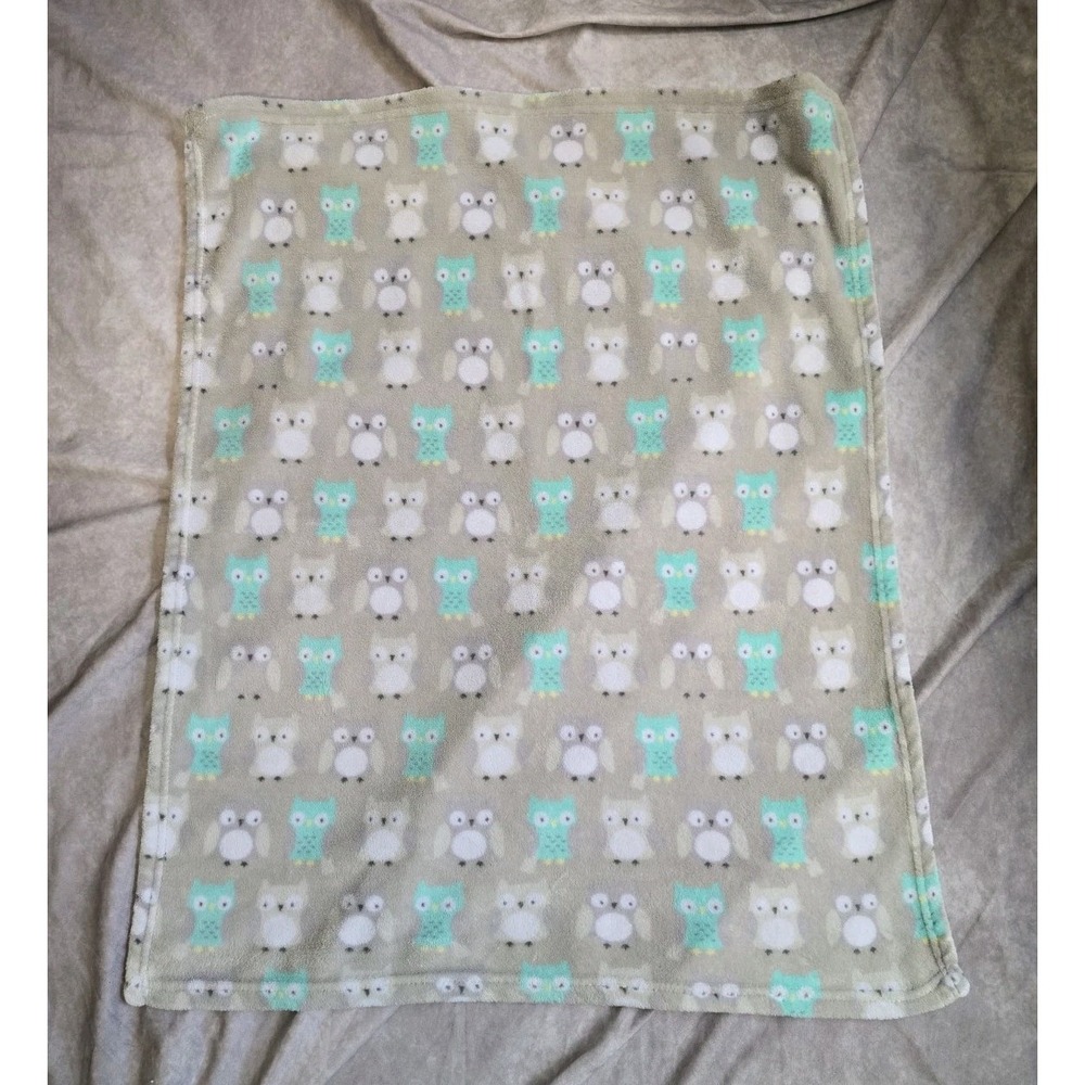 Parent's Choice Walmart Gray Aqua Owl Baby Blanket/Lovey No Tags